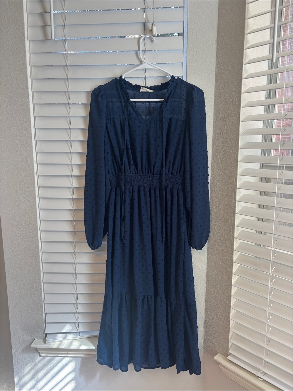 Altar'd State Navy Blue Long Sleeve Midi Dress